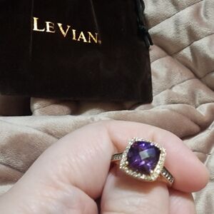 Levian 14K Ring with Amethyst Gemstone And Diamonds